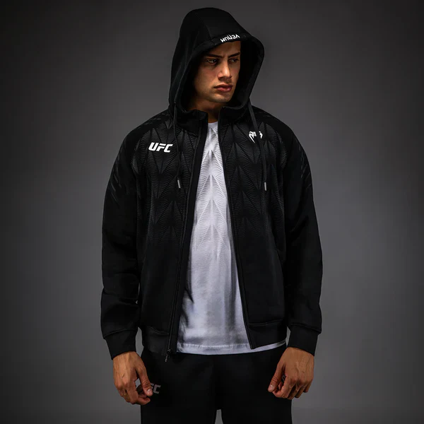 Men’s UFC Zenith by Venum Replica Black Zip Hoodie Personalized - Image 2