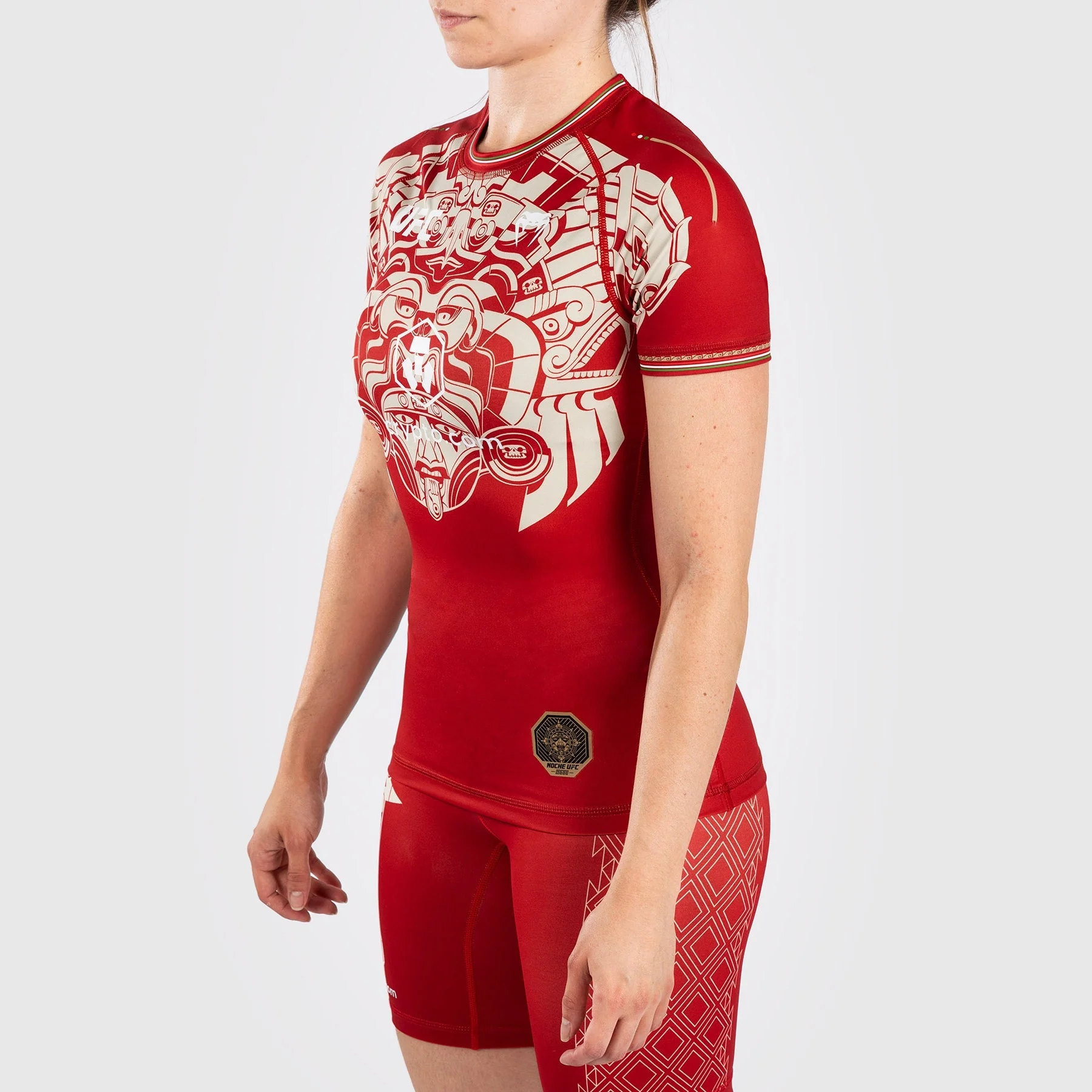 Noche UFC By Venum Authentic Fight Night Women’s Performance Short Sleeve Rashguard - Red - Image 3