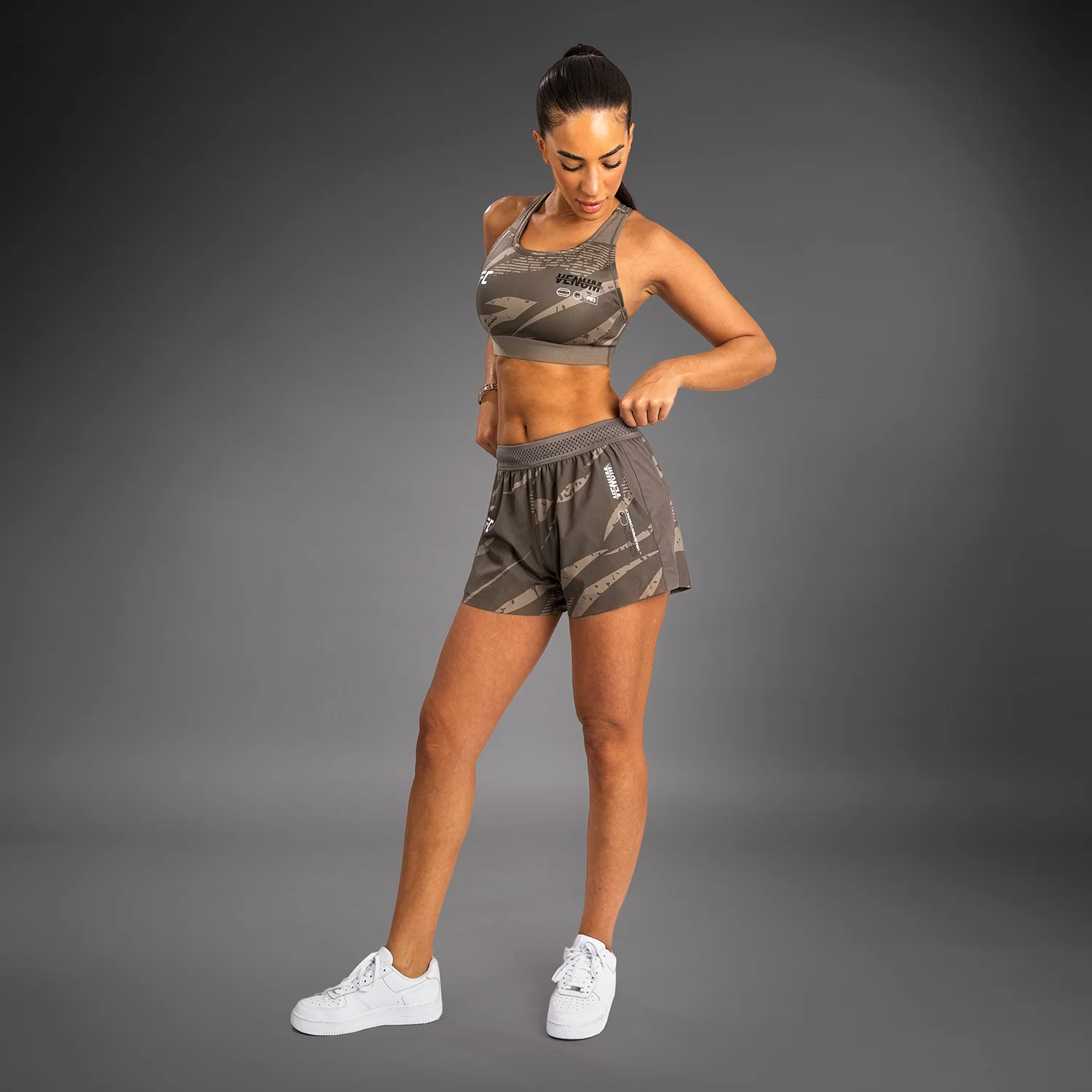 UFC Adrenaline by Venum Fight Week Women’s Performance Short - Desert Camo - Image 5