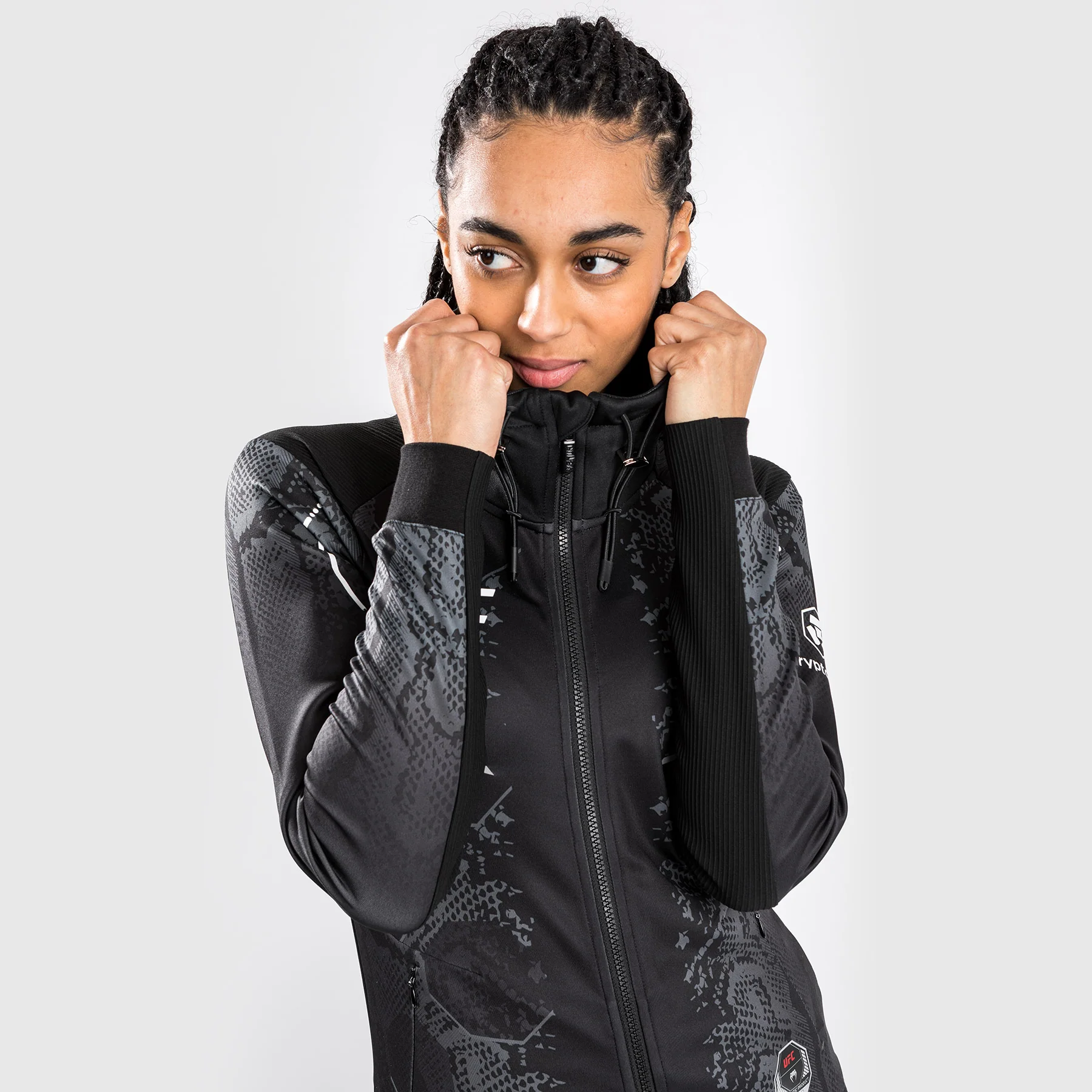 UFC Adrenaline by Venum Authentic Fight Night Women’s Walkout Hoodie - Black - Image 3