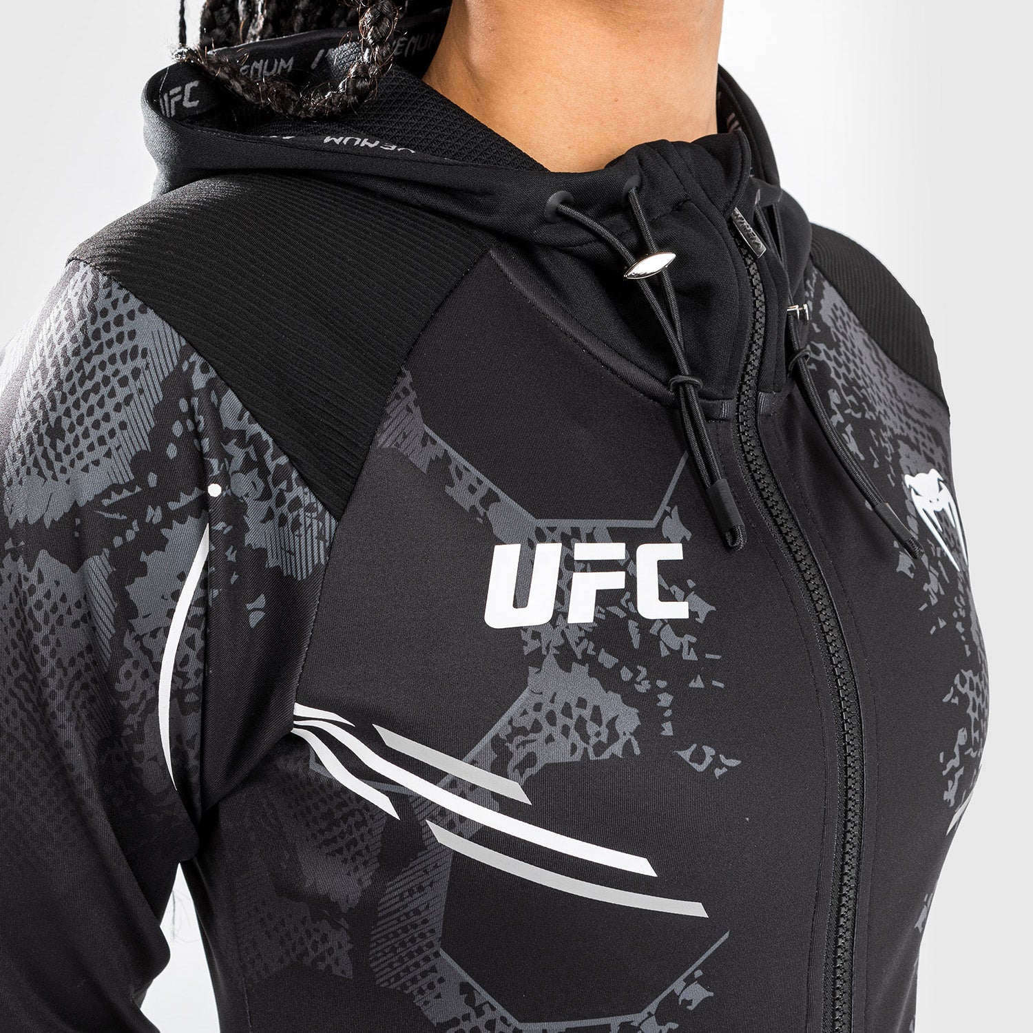 UFC Adrenaline by Venum Authentic Fight Night Women’s Walkout Hoodie - Black - Image 8