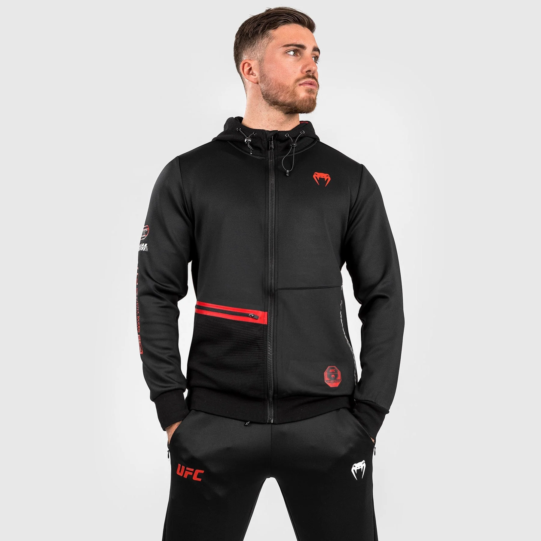 UFC Adrenaline by Venum Fight Week Men’s Zip Hoodie - Black - Image 3