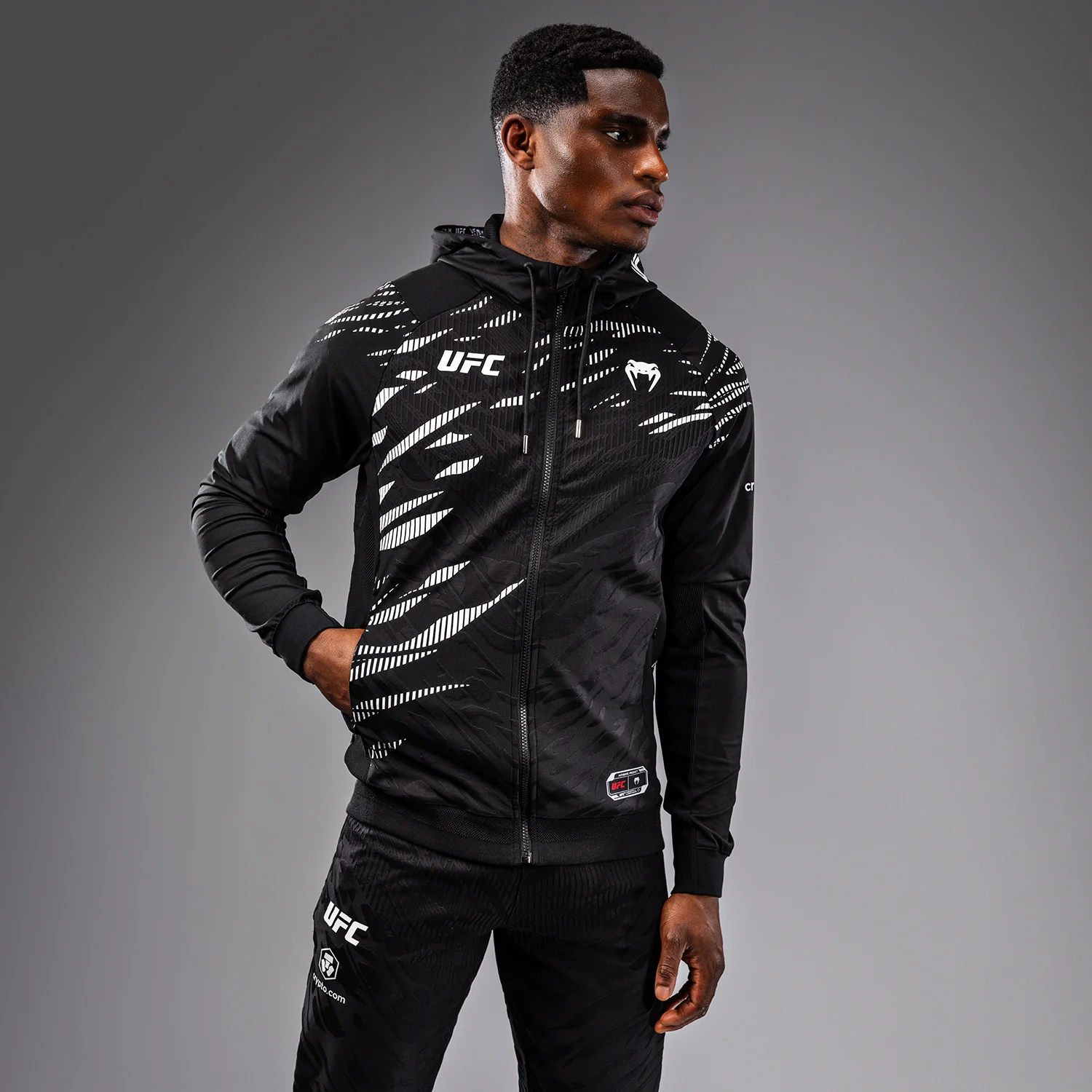 UFC Fusion by Venum Authentic Fight Night Men’s Walkout Hoodie - Black - Image 3