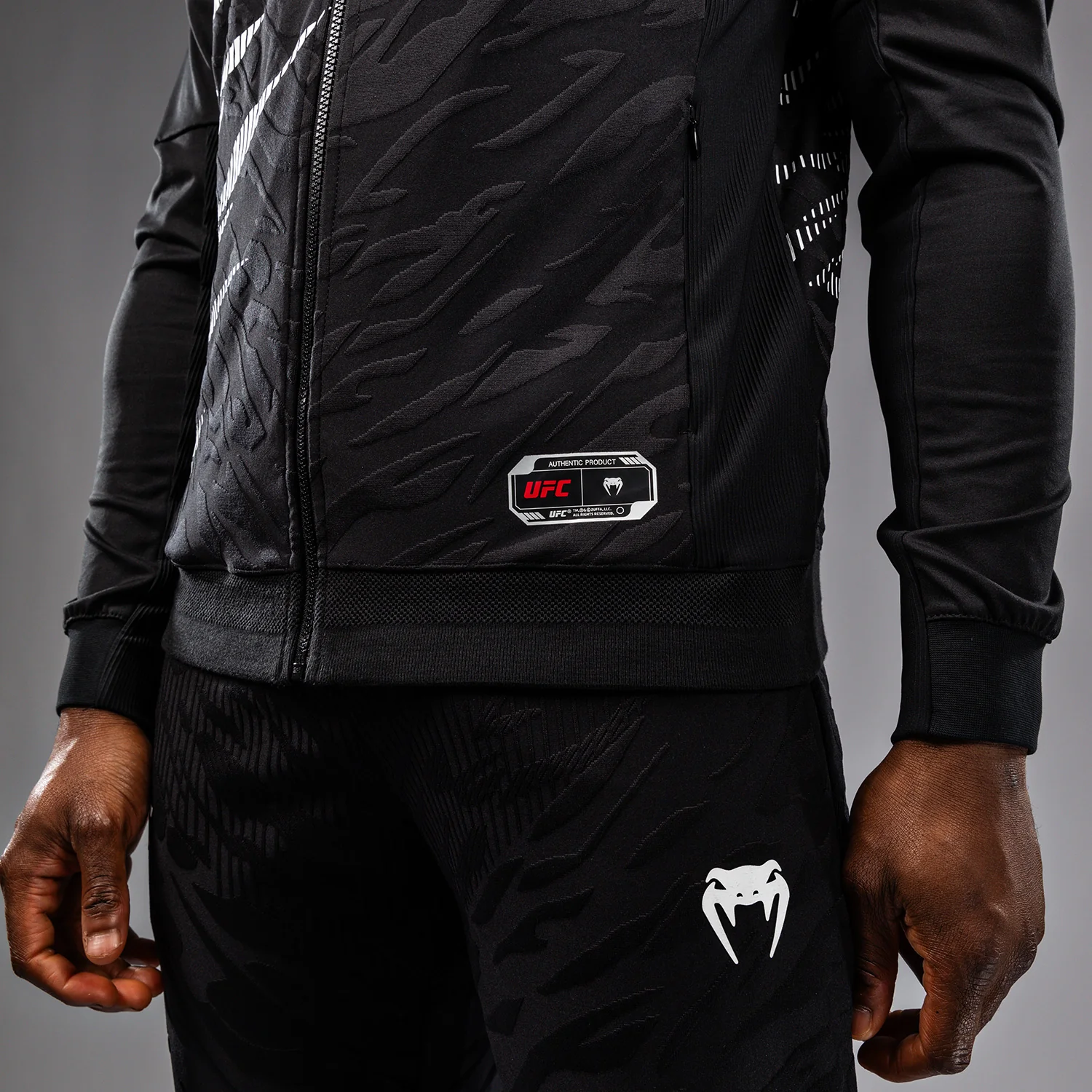 UFC Fusion by Venum Authentic Fight Night Men’s Walkout Hoodie - Black - Image 9