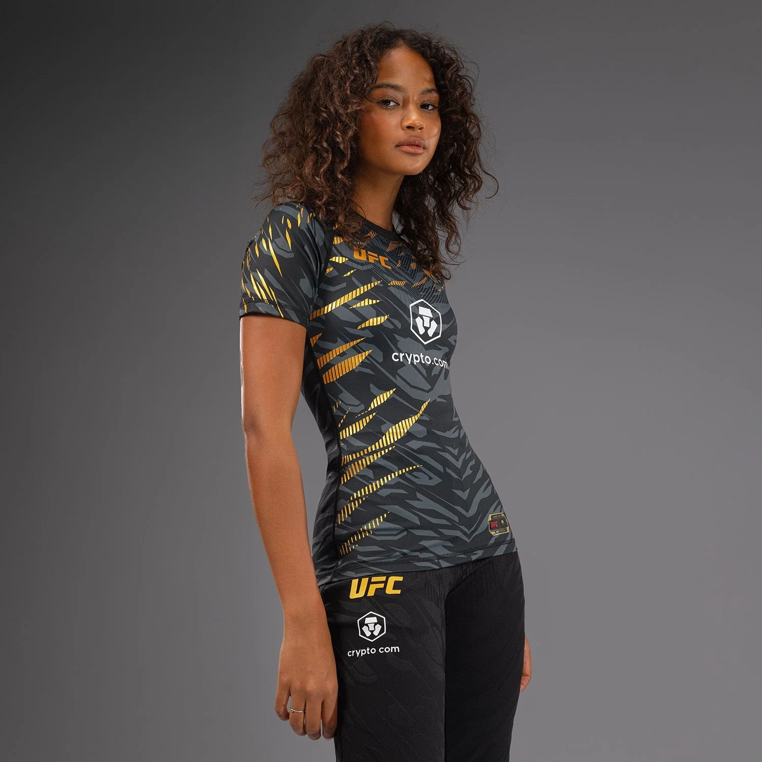 UFC Fusion by Venum Authentic Fight Night Women’s Performance Short Sleeve Rashguard - Champion - Image 4