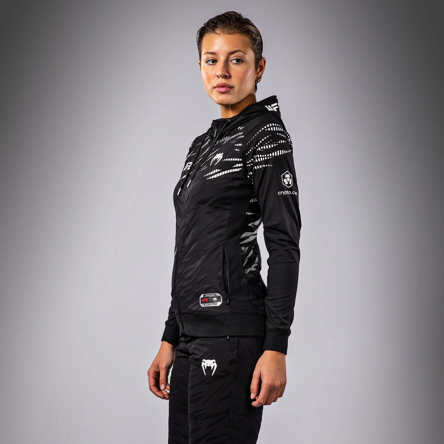 UFC Fusion by Venum Authentic Fight Night Women’s Walkout Hoodie - Black - Image 2