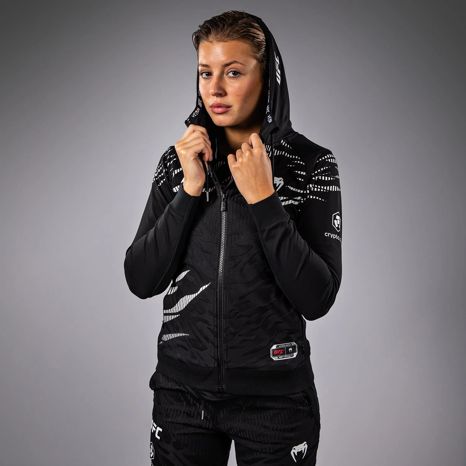 UFC Fusion by Venum Authentic Fight Night Women’s Walkout Hoodie - Black - Image 4