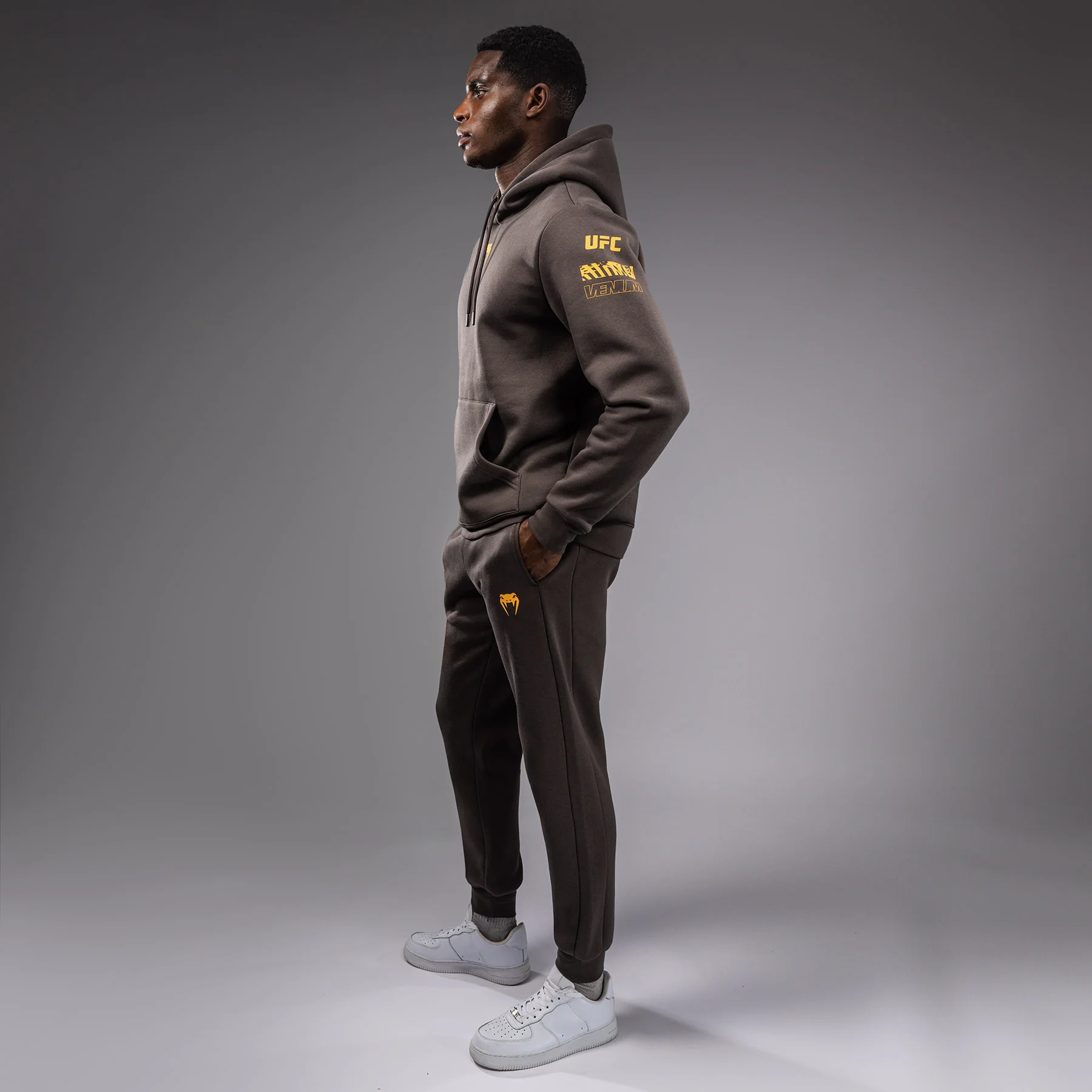 UFC Fusion by Venum Fight Week Men’s Pullover Hoodie - Solid Earthen Brown - Image 3