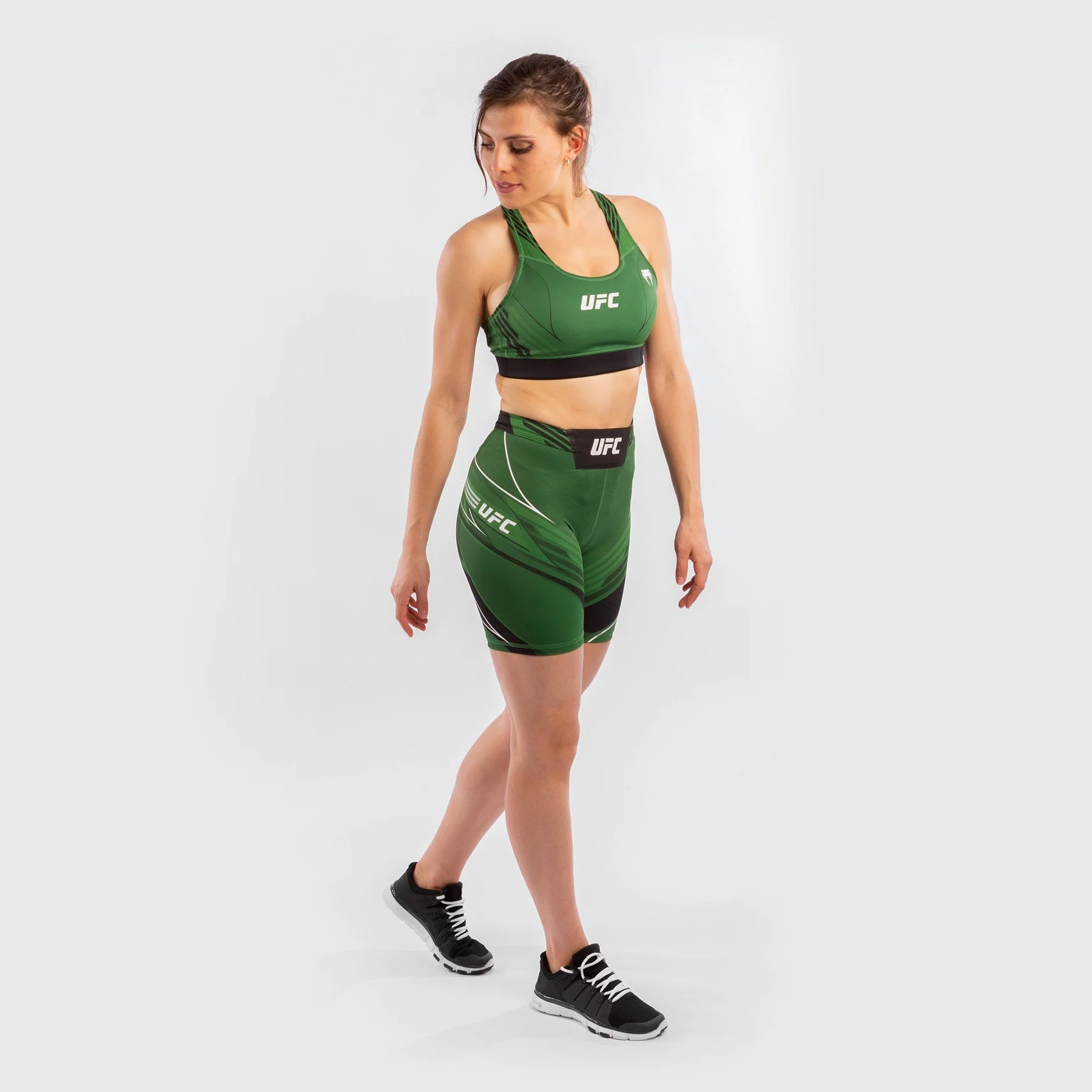 UFC Venum Authentic Fight Night Women's Vale Tudo Shorts - Long Fit - Green - Image 5
