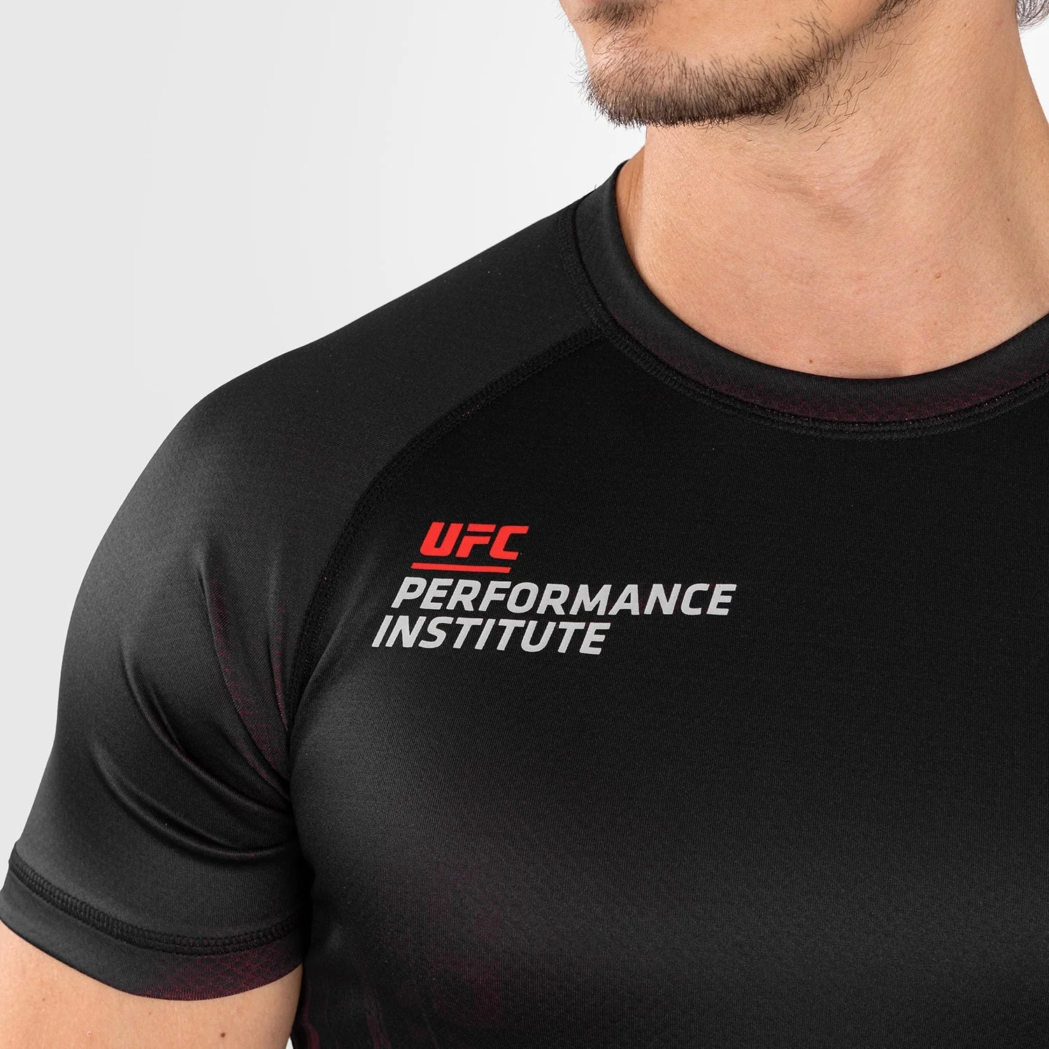 UFC Venum Performance Institute 2.0 Men’s Short-Sleeve Rashguard - Black/Red - Image 3