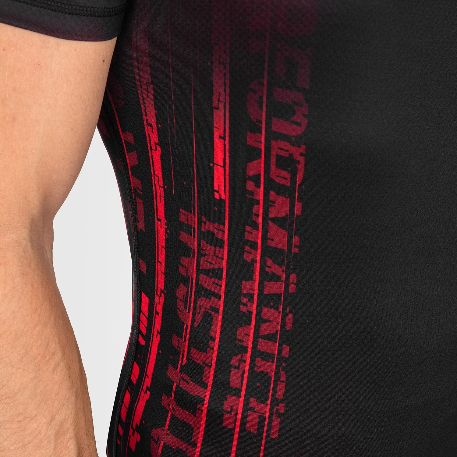 UFC Venum Performance Institute 2.0 Men’s Short-Sleeve Rashguard - Black/Red - Image 4