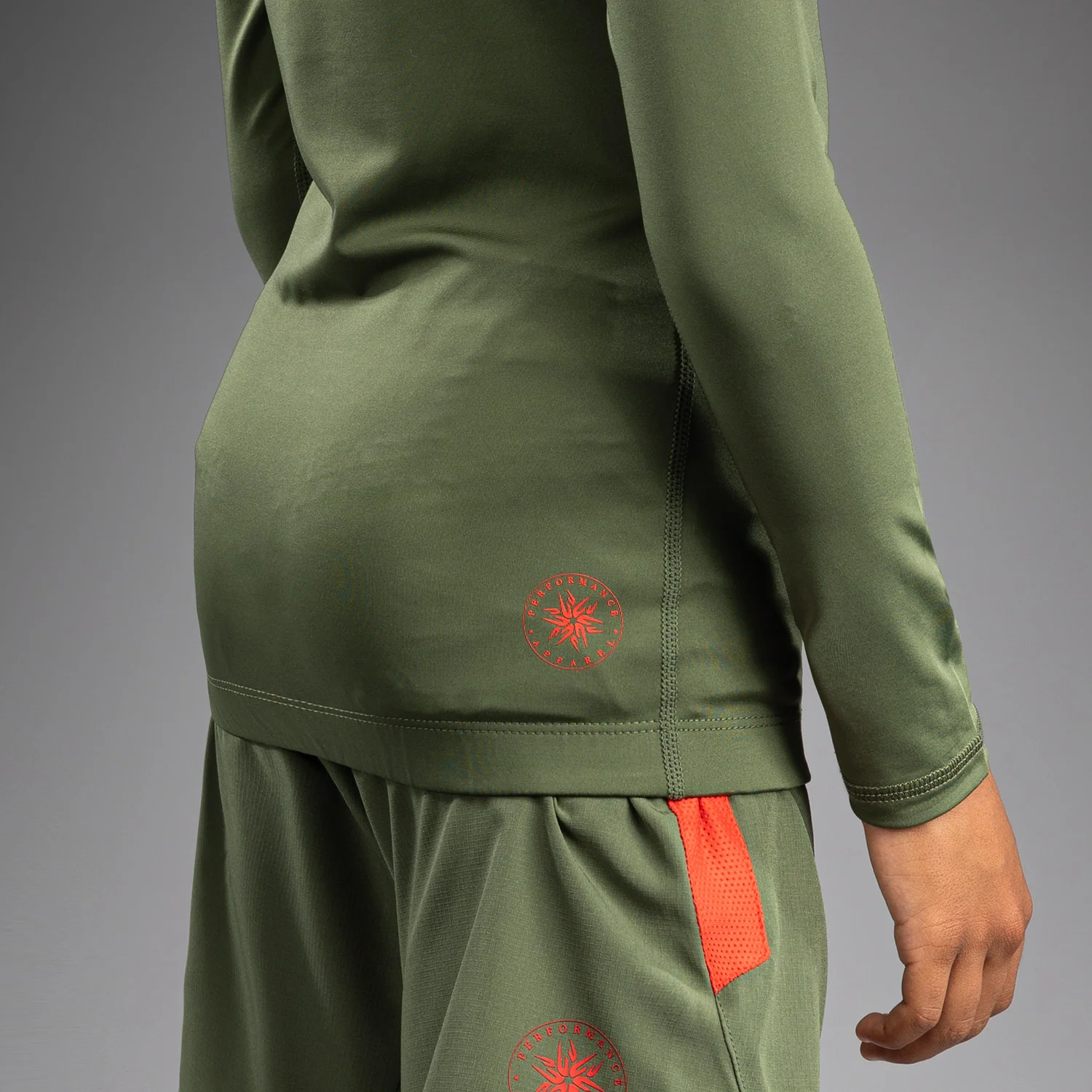 Venum Contender Kids Rashguards Long Sleeves - Army Green/Orange - Image 6