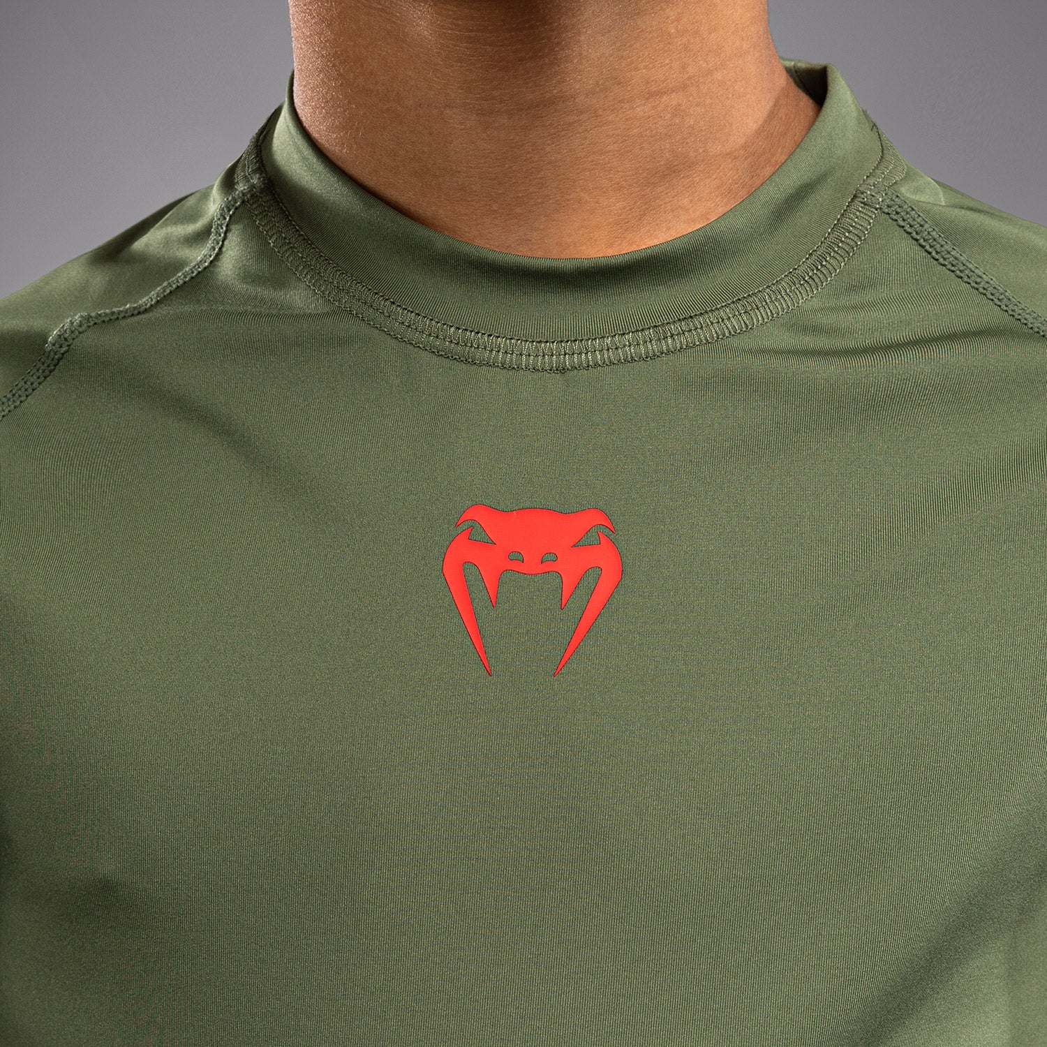 Venum Contender Kids Rashguards Short Sleeves - Army Green/Orange - Image 4