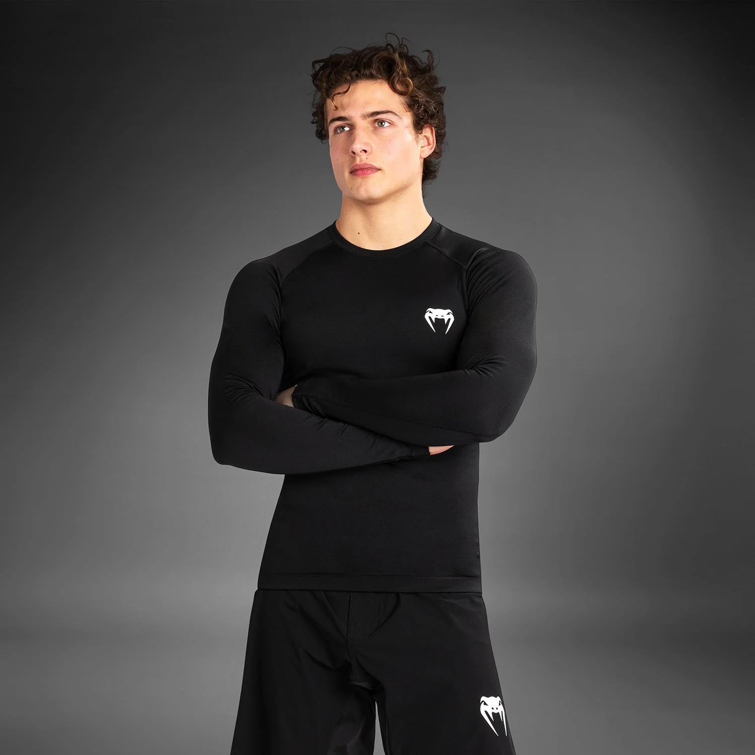 Venum Contender Men’s Long Sleeve Rashguard - Black/White - Image 4