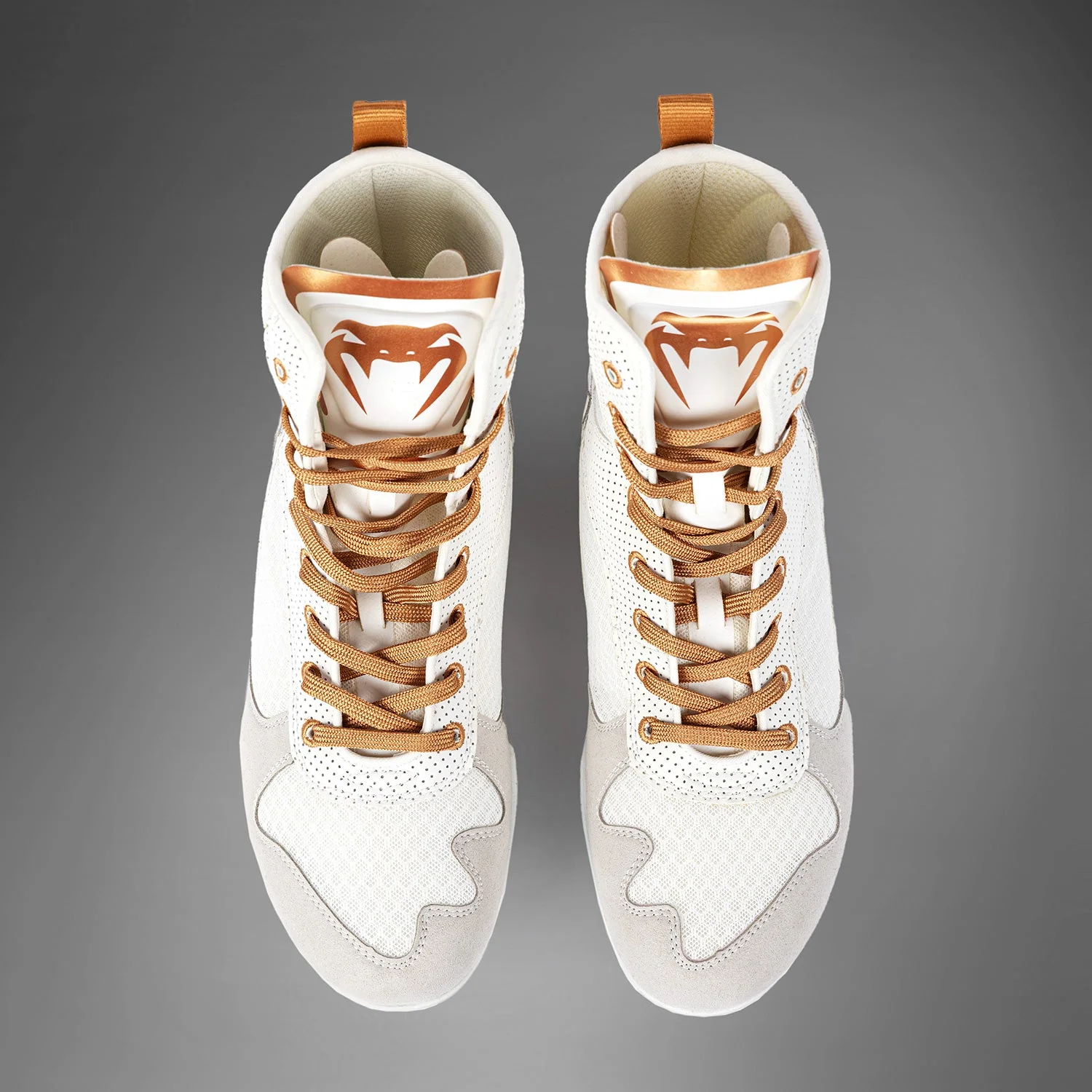 Venum Elite Boxing Shoes - White/Gold - Image 3