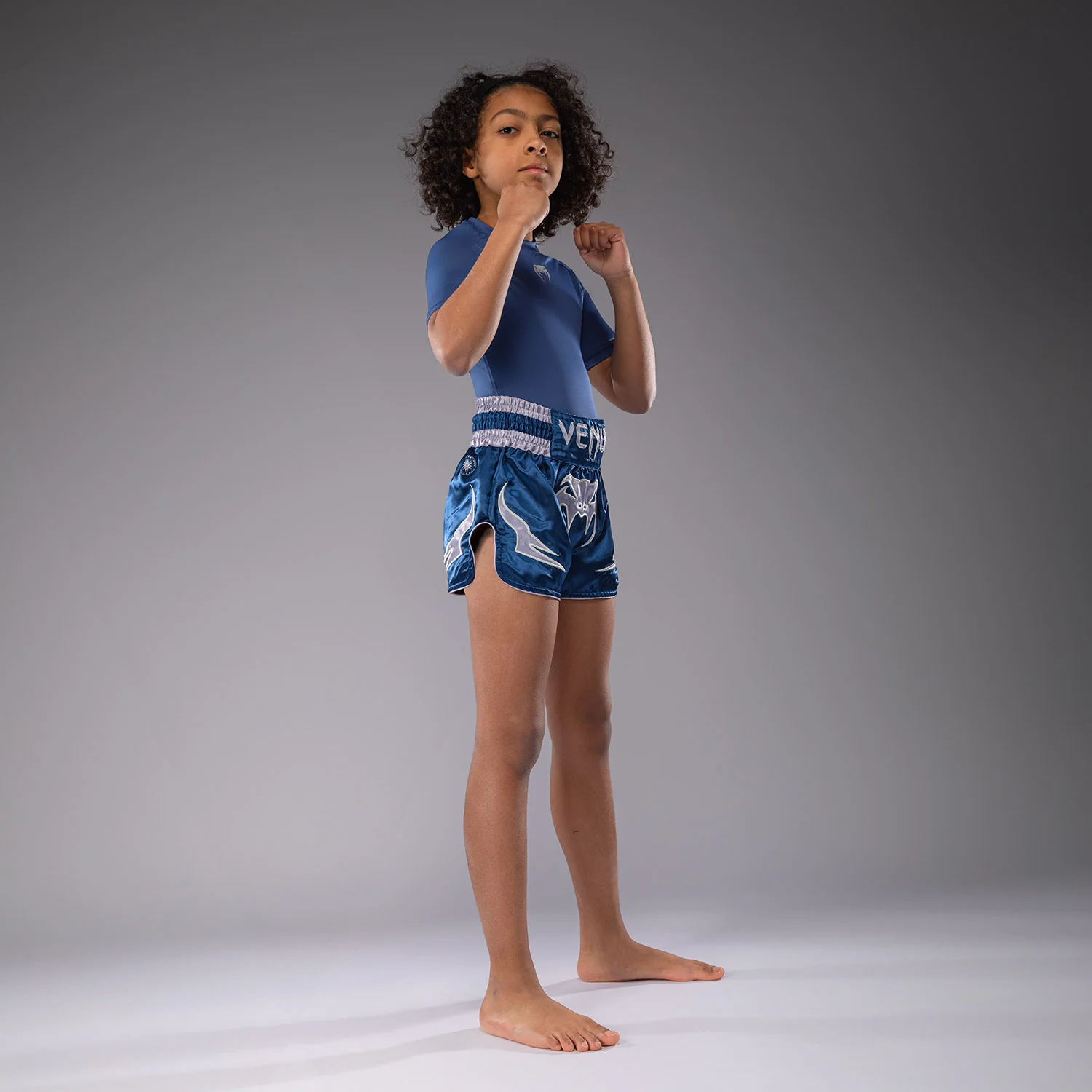 Venum Inferno Kids Muay Thai Shorts - Blue - Image 2