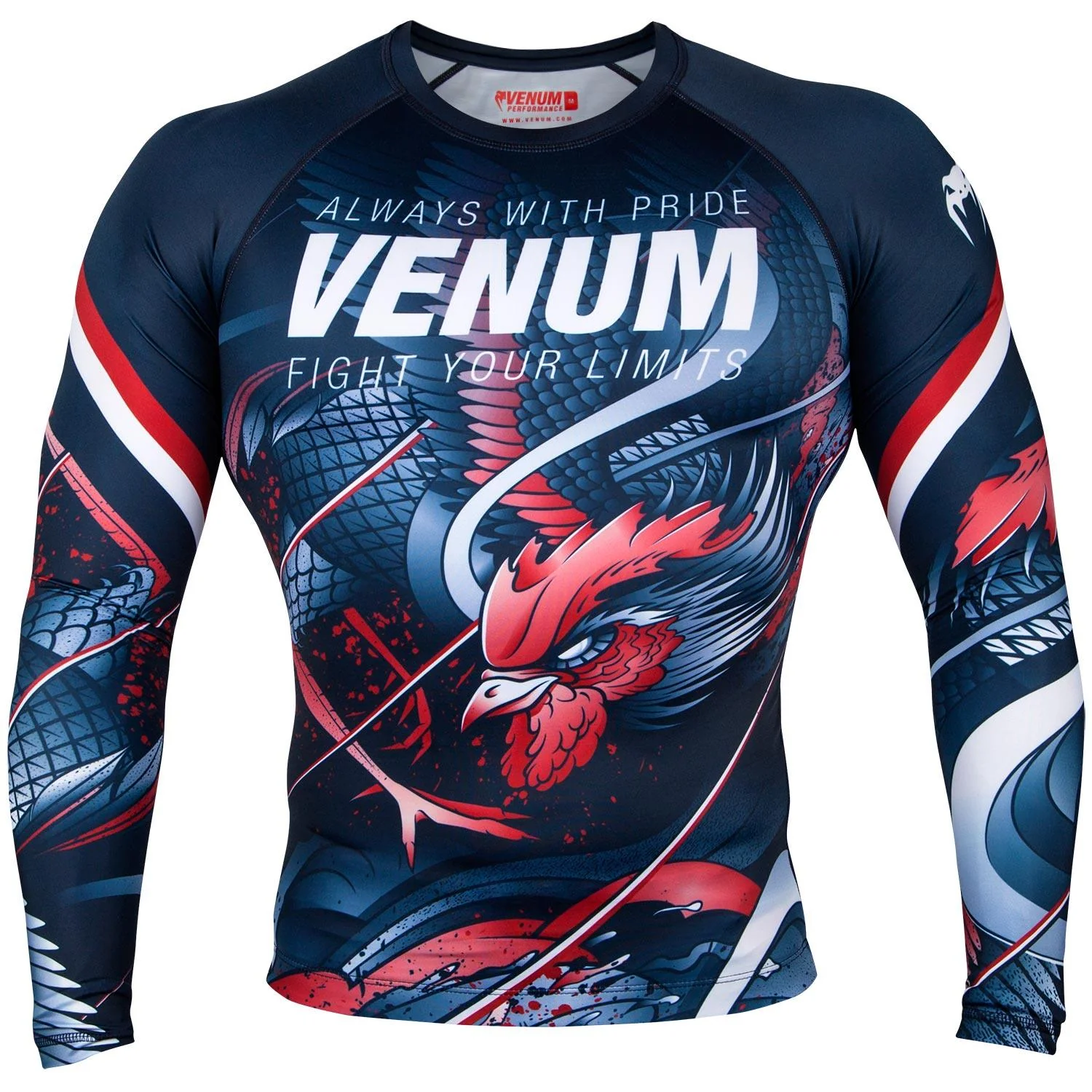 Venum Rooster Rashguard - Long Sleeves - Navy Blue/Orange