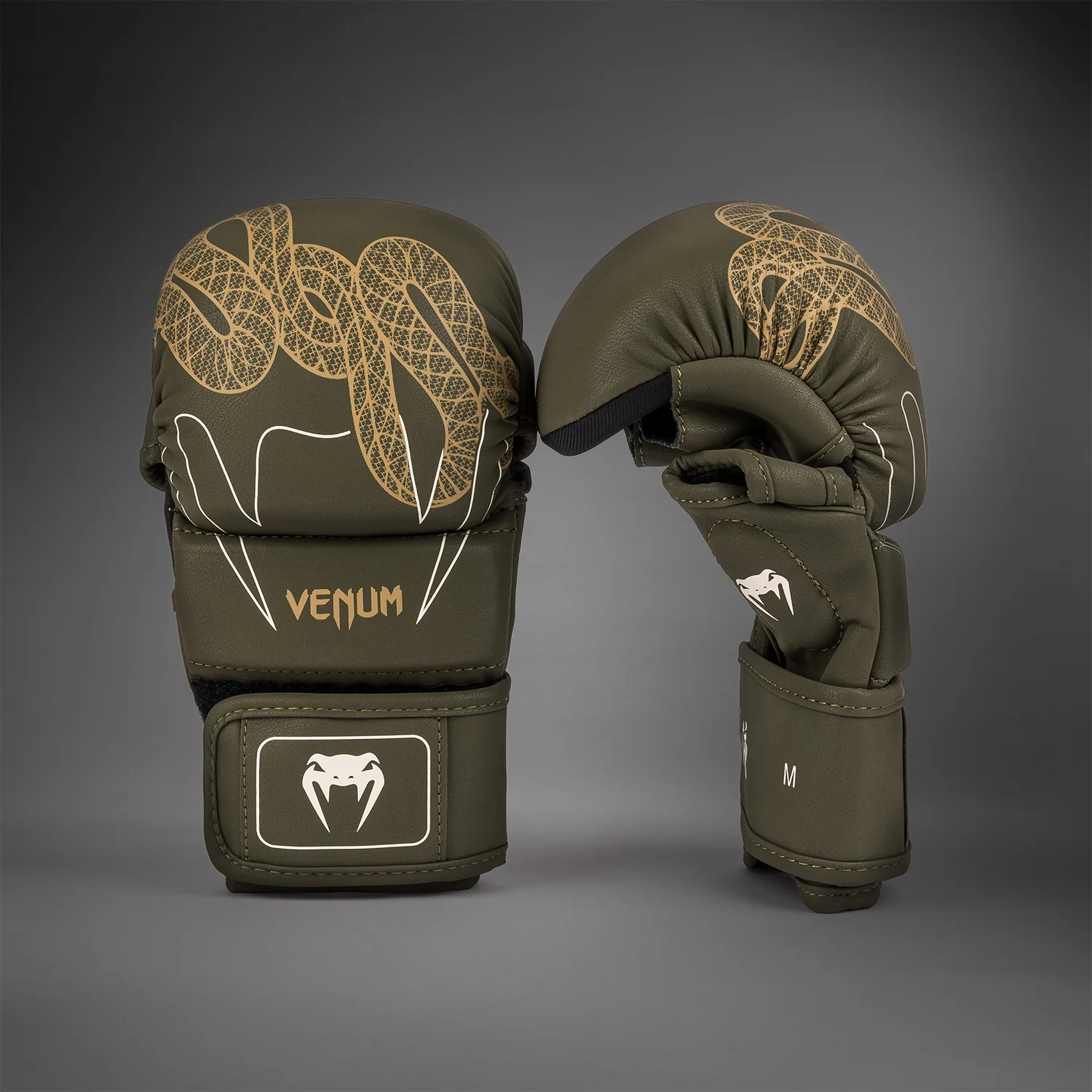 Venum Serpenti Sparring Gloves - Khaki/Bronze/Ivory - Image 2