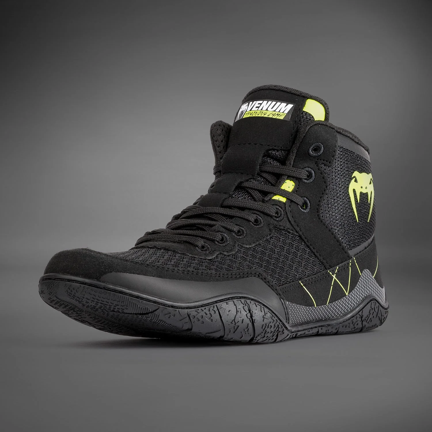 Venum Training Camp 4.0 Wrestling Shoes - Black/Neon Green - Image 2