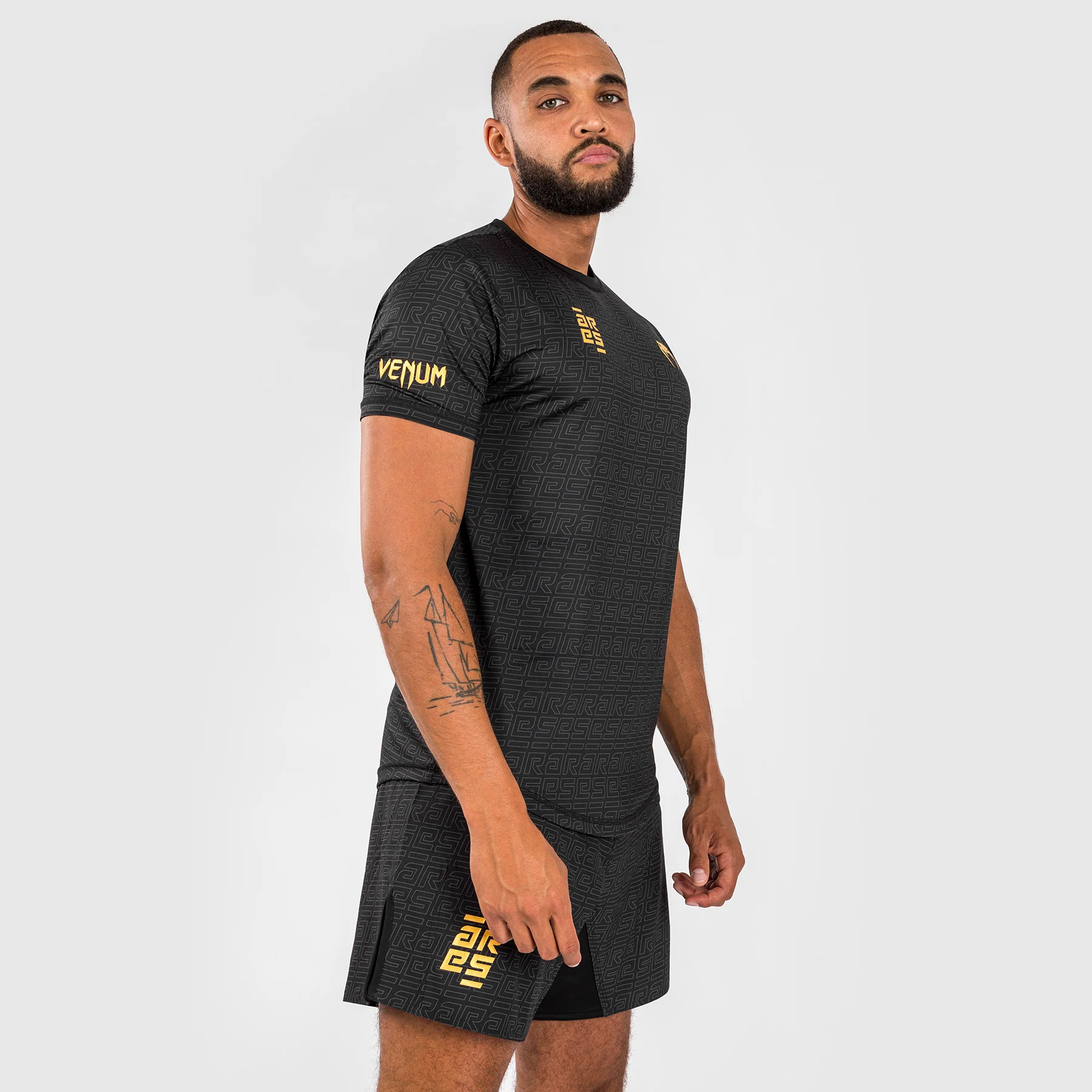 Venum x Ares Men’s Dry-Tech Shirt - Black/Gold - Image 2