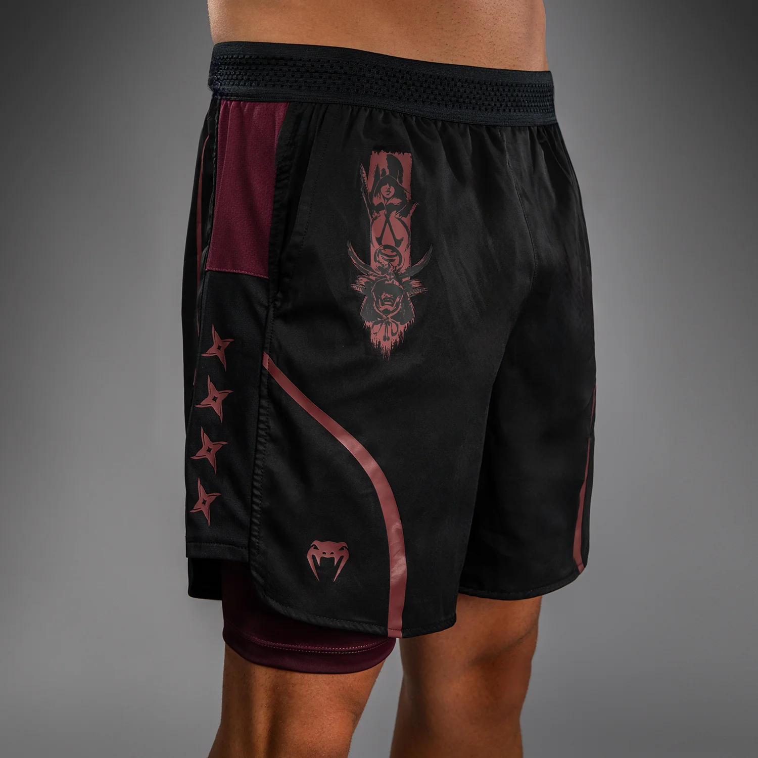 Venum x Assassin’s Creed Shadows Men’s Training Shorts - Burgundy/Black - Image 5