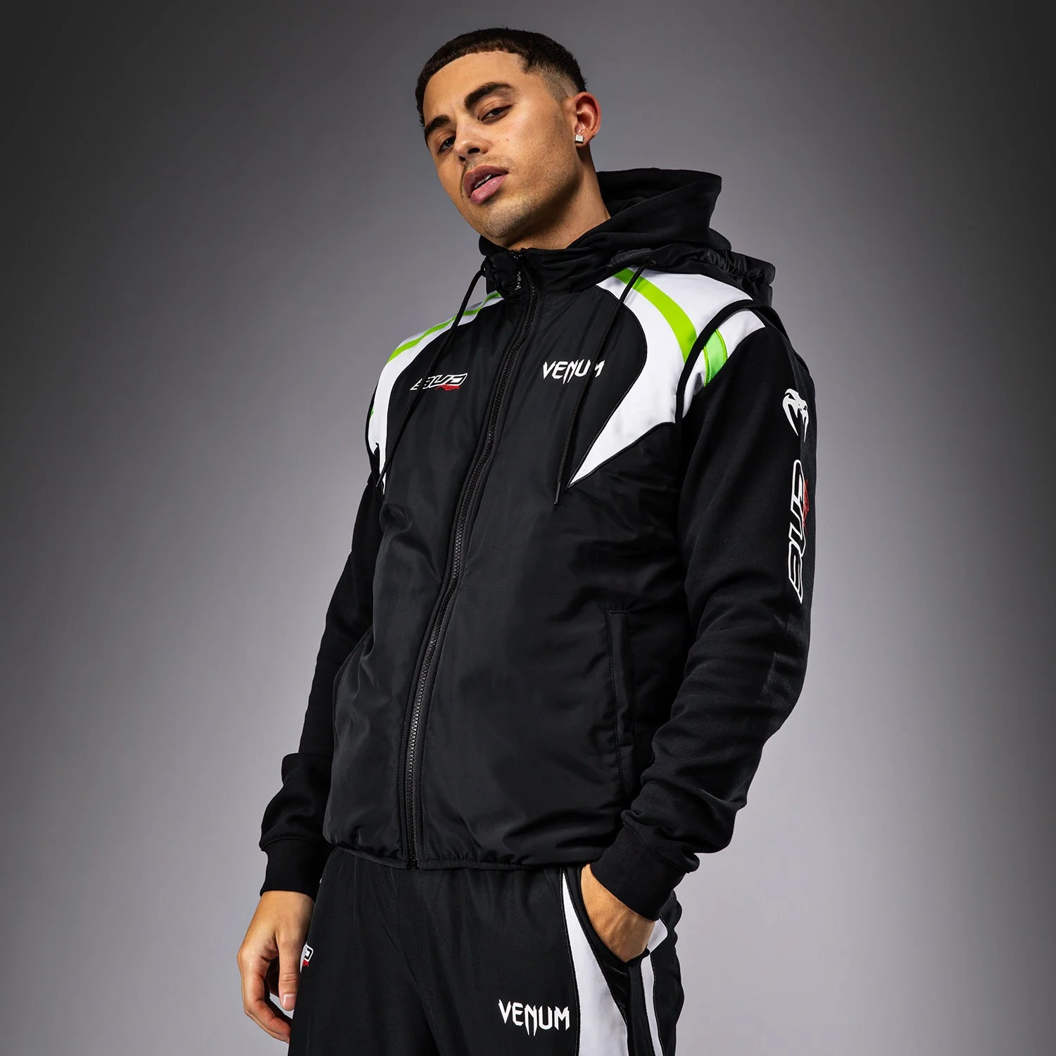 Venum x Bud Racing Down Vest - Black/White/Lime Green - Image 3