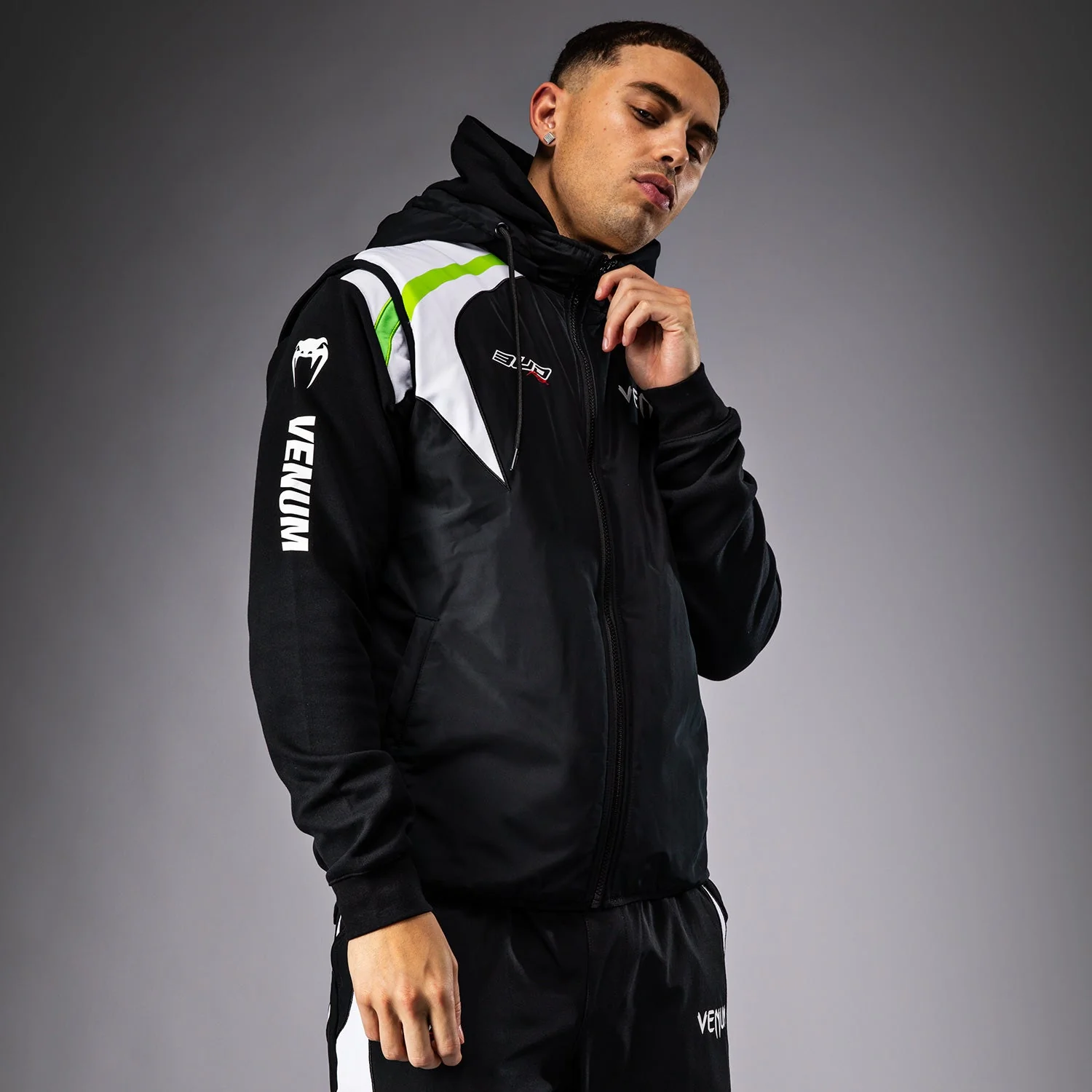 Venum x Bud Racing Down Vest - Black/White/Lime Green - Image 4