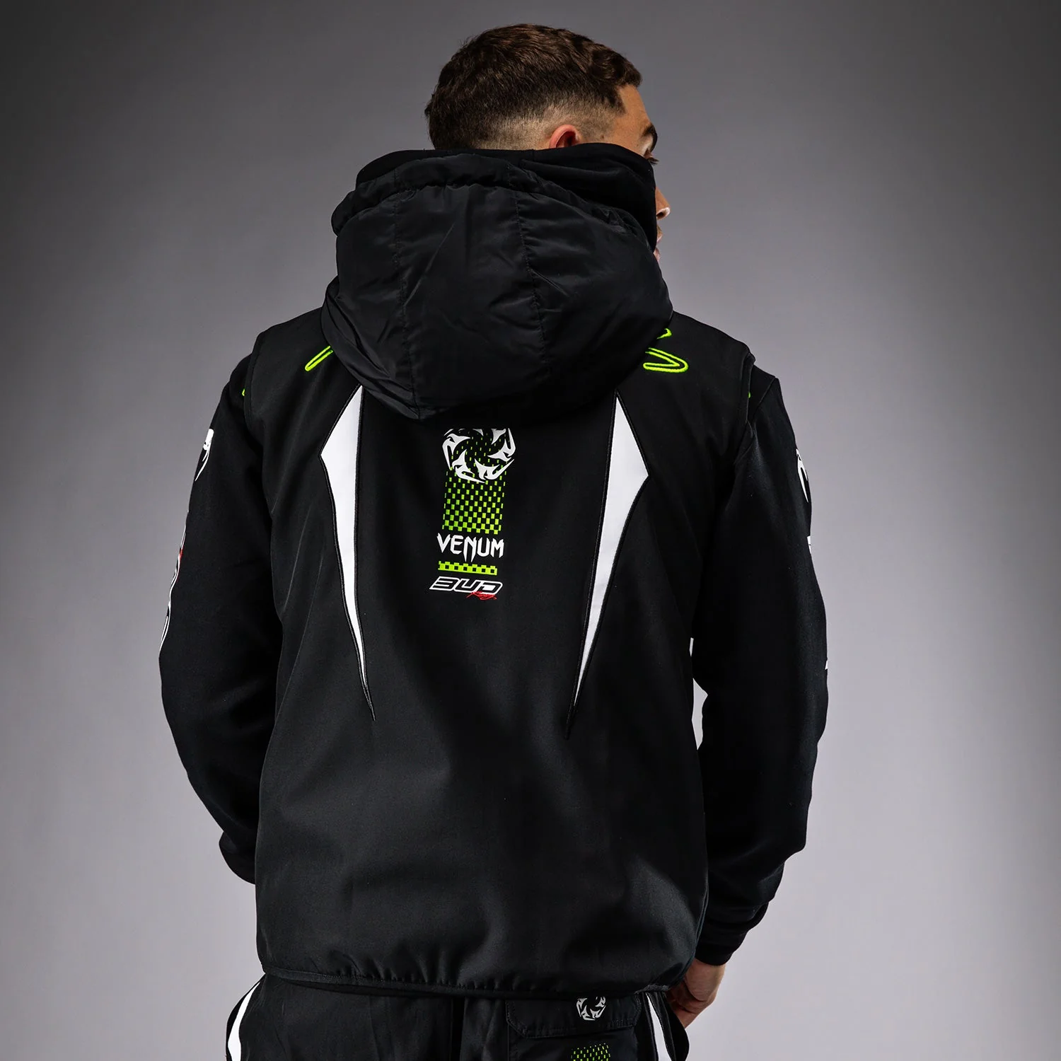 Venum x Bud Racing Down Vest - Black/White/Lime Green - Image 5