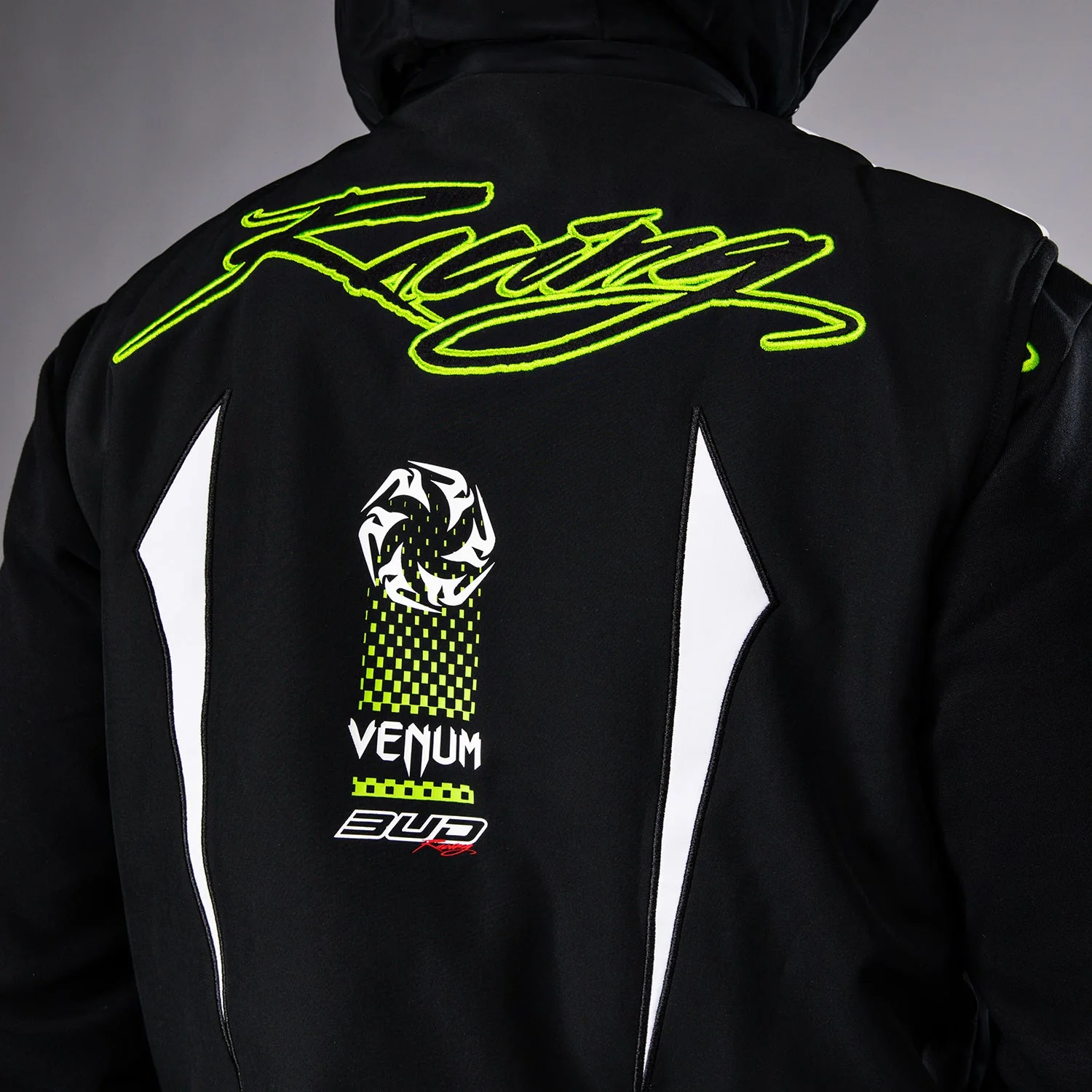 Venum x Bud Racing Down Vest - Black/White/Lime Green - Image 7