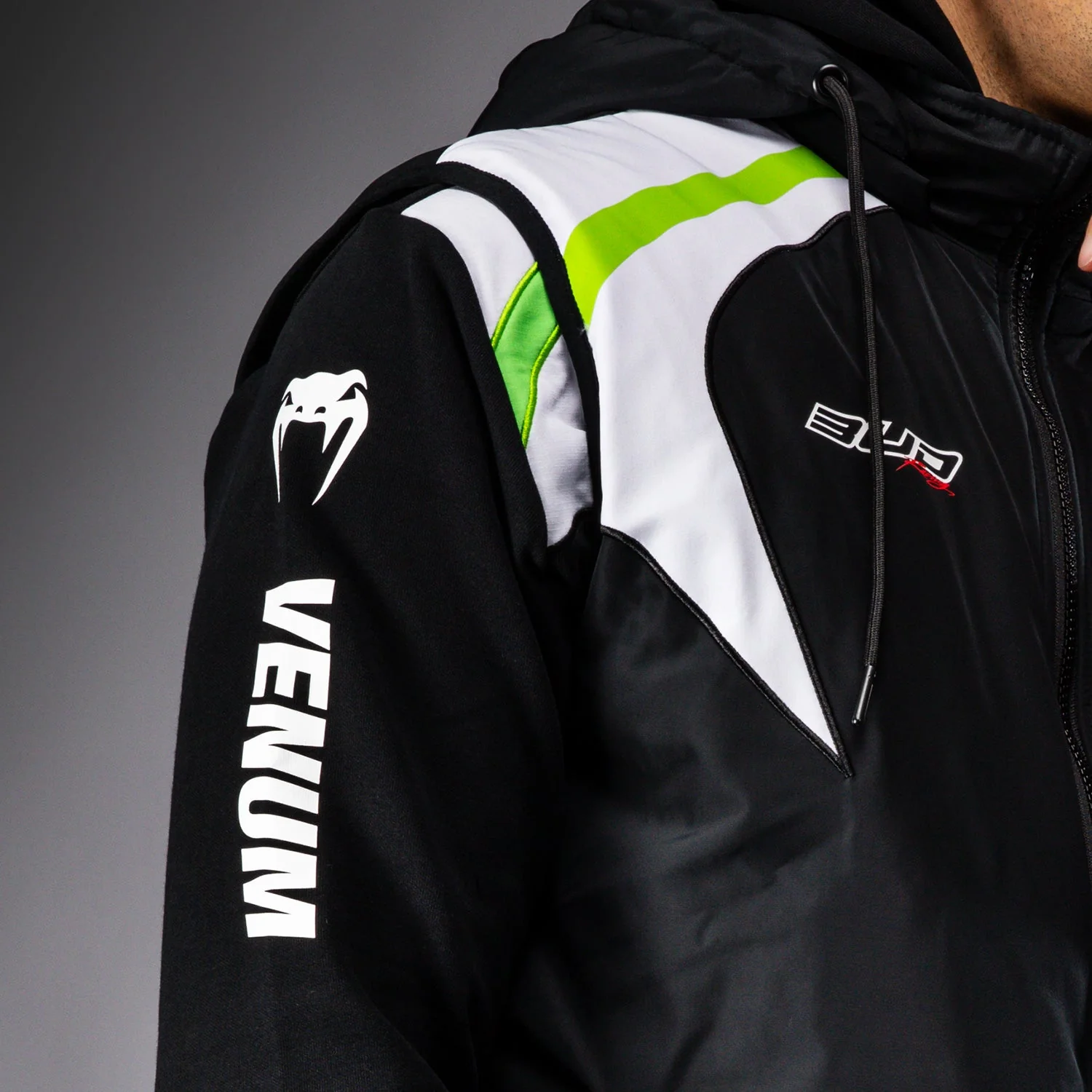 Venum x Bud Racing Down Vest - Black/White/Lime Green - Image 8