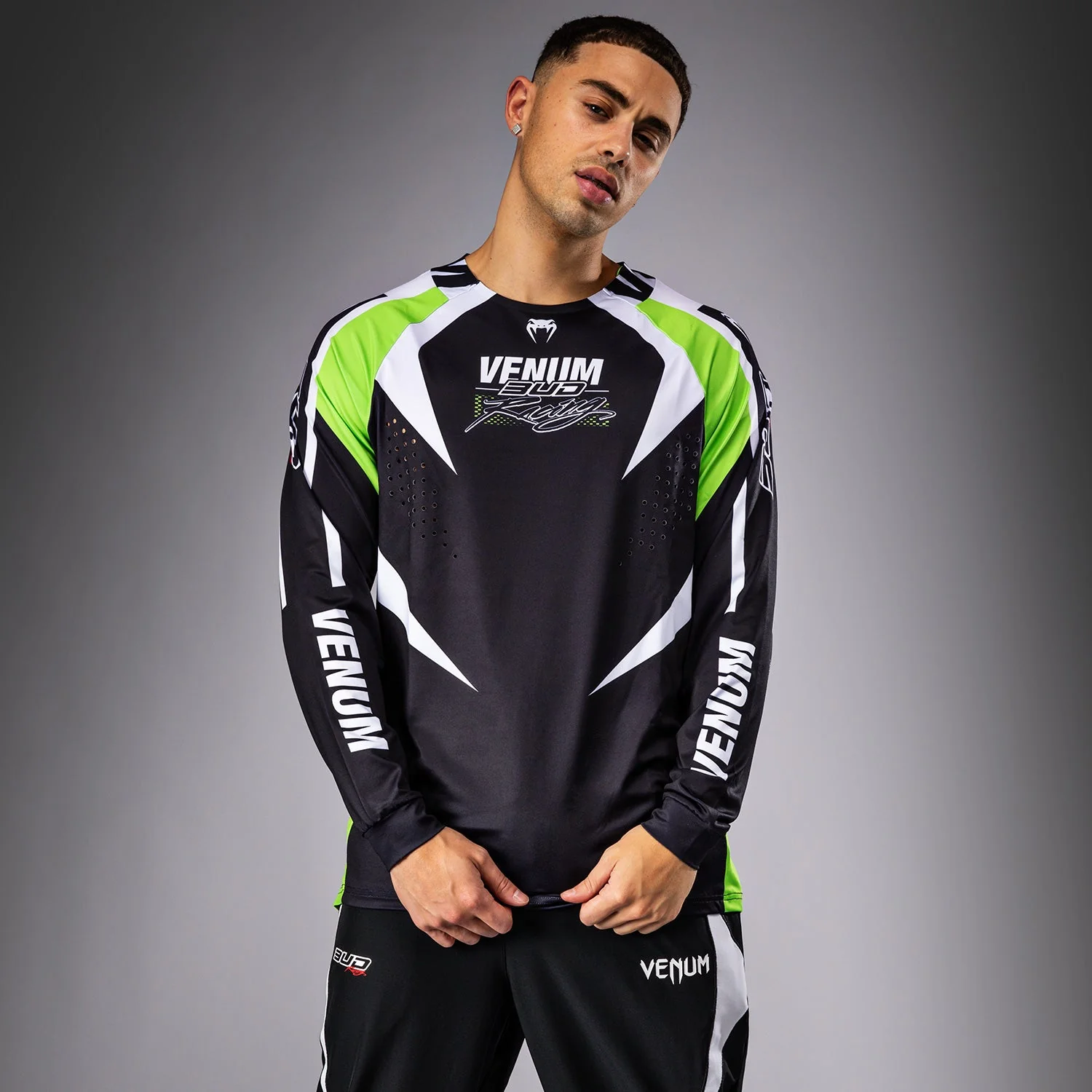 Venum x Bud Racing Men’s Dry-Tech T-Shirt - Black/White/Lime Green