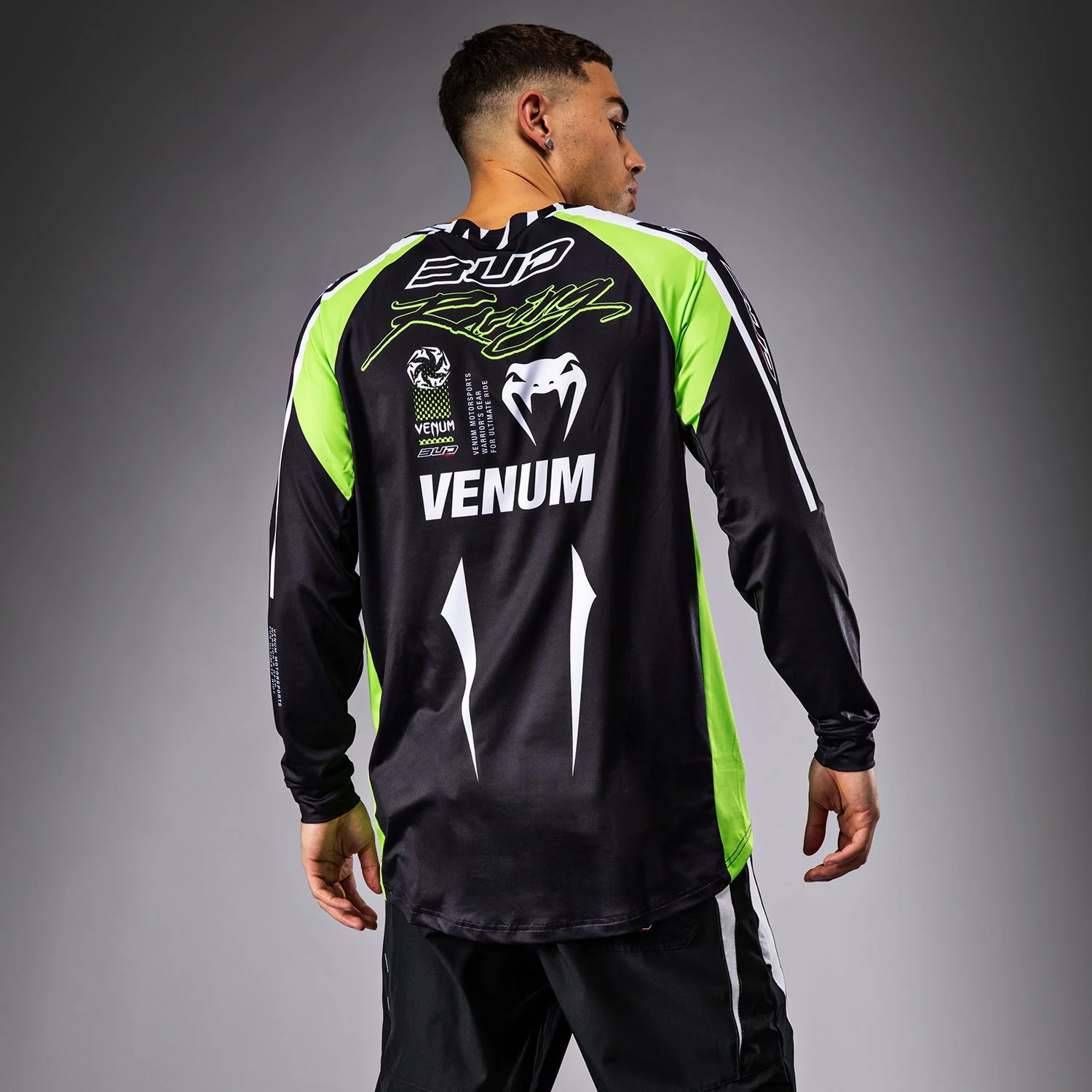 Venum x Bud Racing Men’s Dry-Tech T-Shirt - Black/White/Lime Green - Image 3