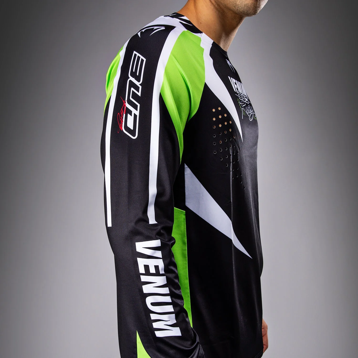 Venum x Bud Racing Men’s Dry-Tech T-Shirt - Black/White/Lime Green - Image 6