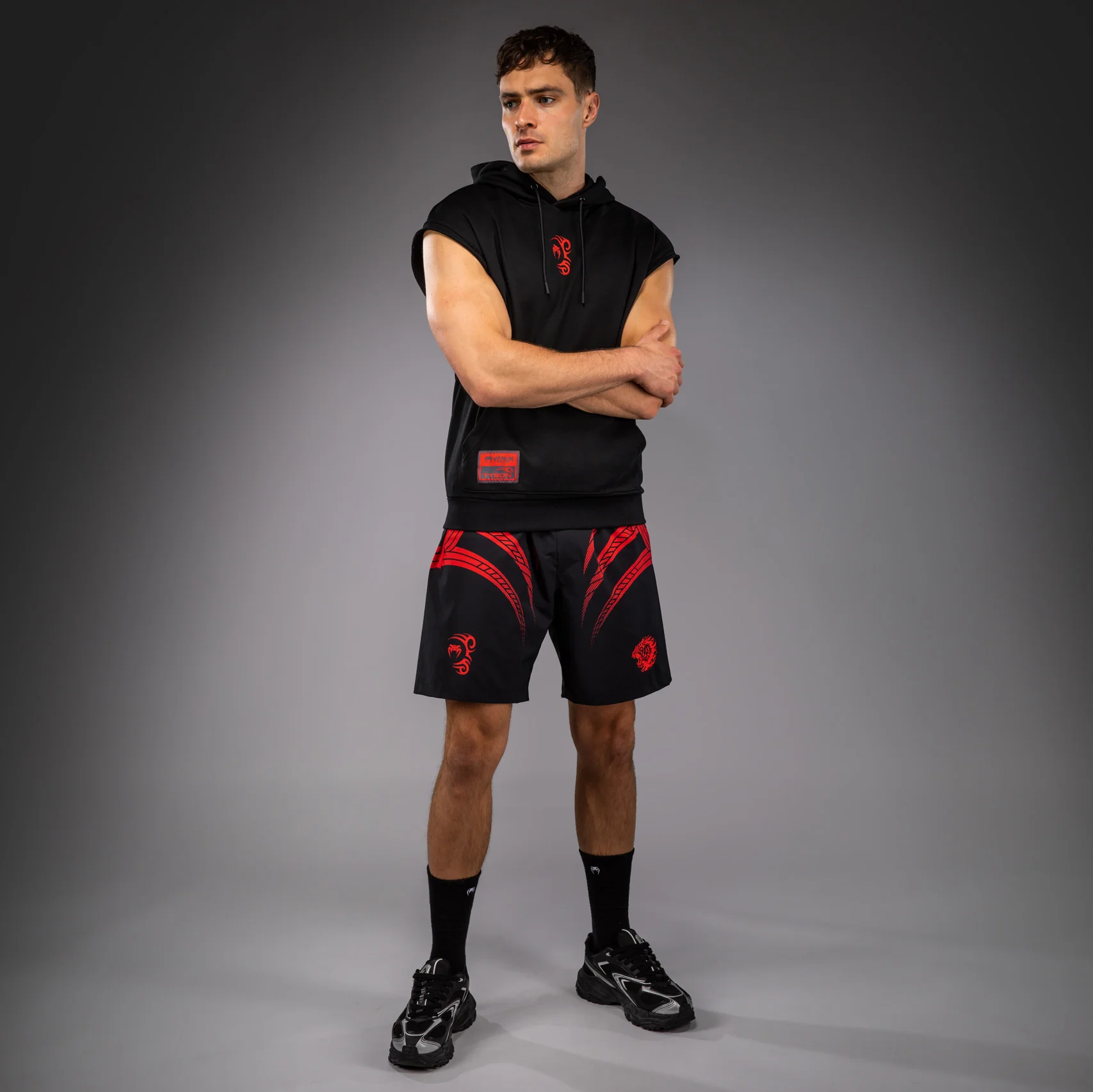 Venum x Mike Tyson Tiger Sleeveless Hoodie - Deep Black/Intense Red - Image 8