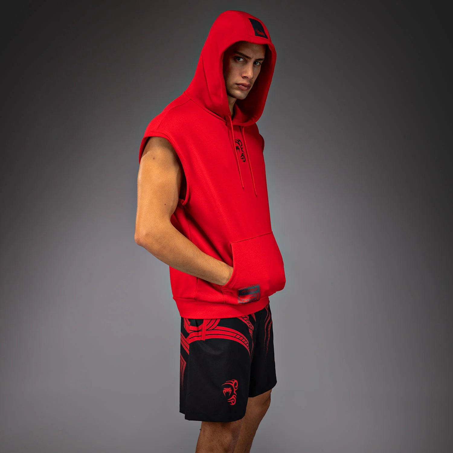 Venum x Mike Tyson Tiger Sleeveless Hoodie - Intense Red/Deep Black - Image 2