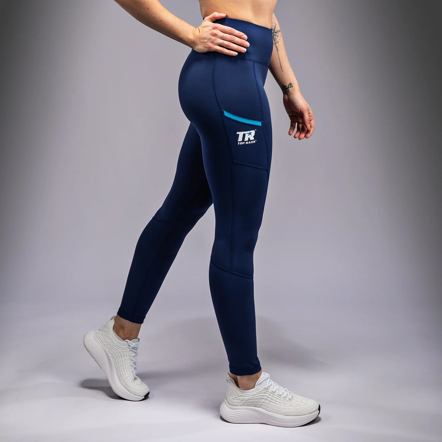 Venum x Top Rank Original Women's 7/8 Leggings - Navy Blue - Image 3