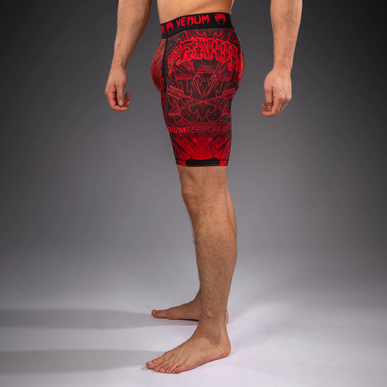 Venum Wolf Atak Vale Tudo Shorts - Black/Red - Image 2