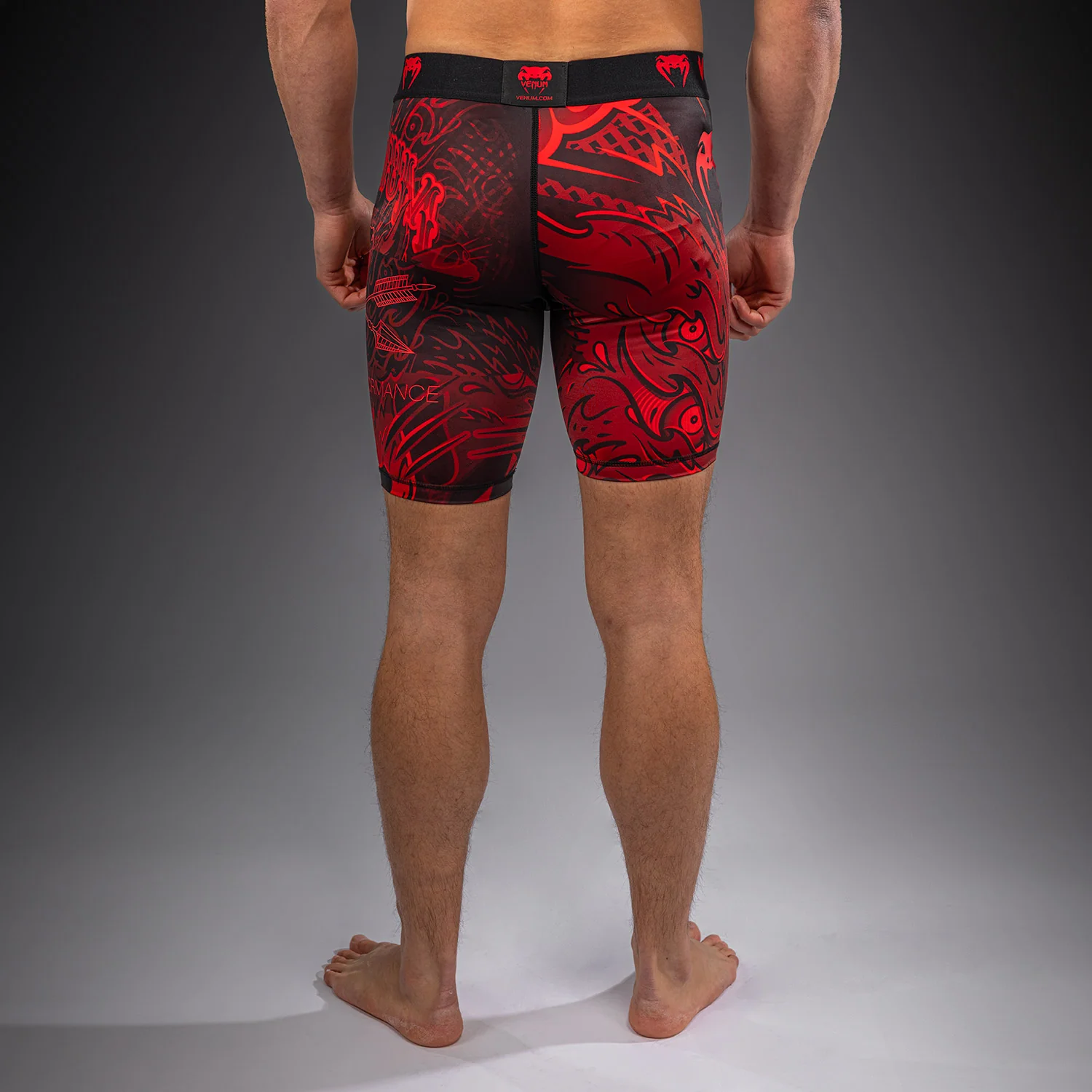 Venum Wolf Atak Vale Tudo Shorts - Black/Red - Image 4