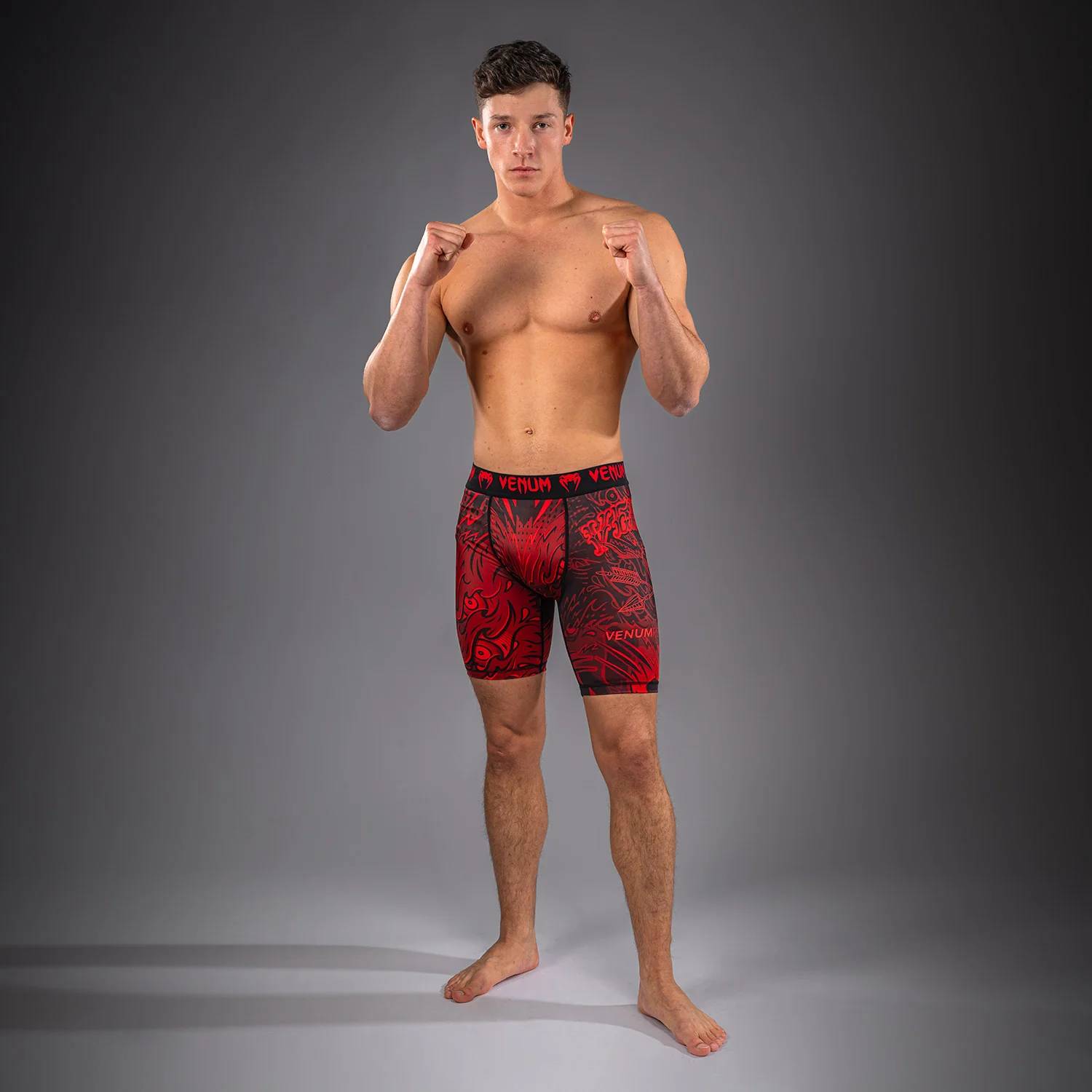 Venum Wolf Atak Vale Tudo Shorts - Black/Red - Image 5